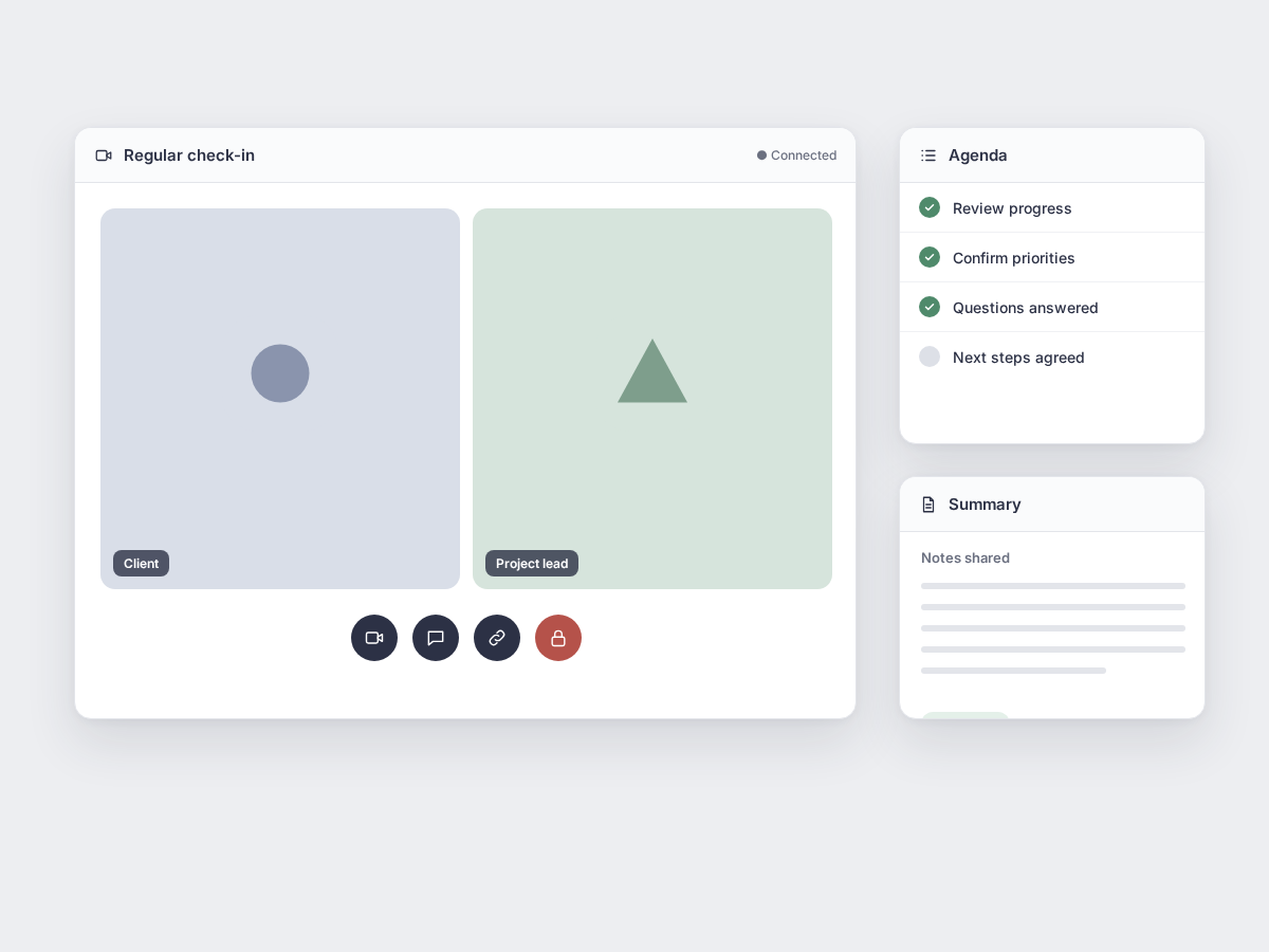 Team: what you can do with it, shown as a simple app mockup